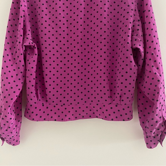 I.B. Diffusion 100% Silk Polka Dot Pleated Blouse Button Down - Picture 7 of 16